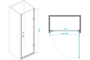 Душевая дверь в нишу RGW Passage PA-06B 70х195 профиль черный стекло прозрачное - 3