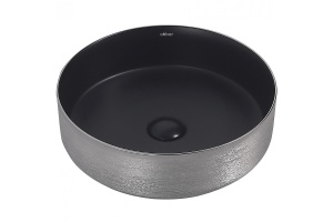 Накладная раковина Abber Bequem 40 черная матовая с серебром