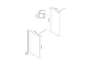 Душевая перегородка Vincea Walk-In 90х200 черный матовый стекло зеркальное - 2