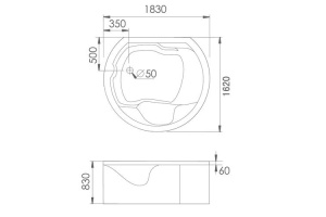 Акриловая ванна Gemy 183х162 белая с гидромассажем - 3