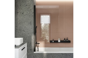 Шторка на ванну STWORKI Стокгольм GV-861 MT 85х150 см, профиль черный матовый