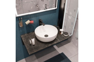 Столешница с раковиной DIWO Элиста 80 чёрный мрамор, с раковиной Moduo 40 RING - 3