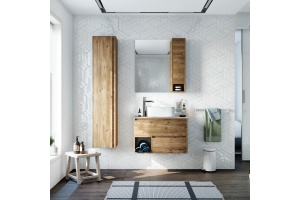 Тумба с раковиной STWORKI Карлстад 75 дуб рустикальный, роверелла, с отверстием для смесителя в столешнице - 2