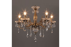 Подвесная люстра Eurosvet Elisha 3281/5 античная бронза/прозрачный хрусталь Strotskis