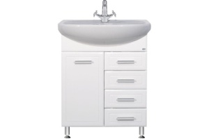 Тумба с раковиной Misty Стелла 65 белая глянцевая