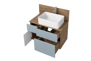 Тумба с раковиной Mila 50 и столешницей Aquaton Мишель 80 светлое дерево-голубой - 3