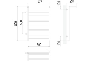 Водяной полотенцесушитель Terminus Хендрикс П8 500x800 с полкой Хром боковое подключение - 3