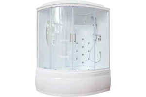 Душевой бокс Royal Bath ALP 150х100 R профиль белый стекло прозрачное с гидромассажем 