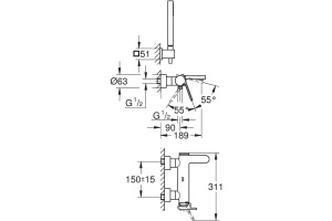 Смеситель Grohe Plus 33547003 для ванны с душем - 3