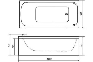 Акриловая ванна Triton Стандарт 140x70 - 2