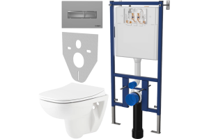 Комплект Унитаз подвесной Seramiksan Petite A101002H с микролифтом + Система инсталляции для унитазов DIWO 4501 + Кнопка смыва DIWO 7321 хром матовый