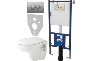 Комплект Унитаз подвесной Seramiksan Natura A051041H + Система инсталляции для унитазов DIWO 4501 + Кнопка смыва DIWO 7311 хром матовый