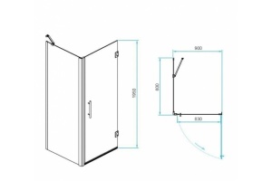 Душевой уголок RGW Passage PA-36B 90x80 профиль черный стекло прозрачное - 3