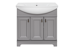 Тумба с раковиной Misty Лувр 85 серая глянцевая