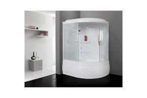 Душевой бокс Royal Bath ALP 150х100 L профиль белый стекло матовое с гидромассажем  - 2