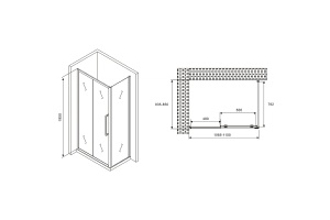 Душевой уголок Abber Schwarzer Diamant 110х85 хром стекло прозрачное - 2