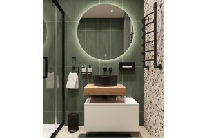 Столешница STWORKI Ольборг 60 дуб французский, без отверстий, с тумбой 80, с раковиной BOCCHI Vessel черной - 2