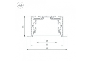 Профиль с рассеивателем Arlight S2-LINIA69-F-2500 ANOD+OPAL 021177 - 3