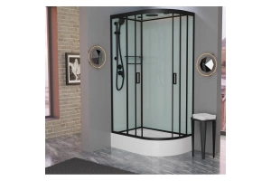 Душевая кабина Frank 120х80 левая черная стекло прозрачное - 2