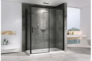 Душевой уголок Abber Komfort 160х90 профиль черный стекло прозрачное - 2