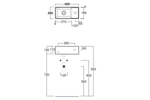 SIMAS AGILE Раковина подвесная 40х20 см, правая , с 1 отв под смеситель,цвет белый - 3