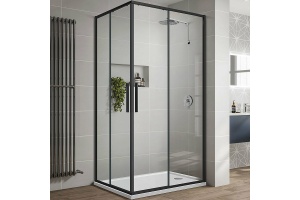 Душевой уголок Vincea Slim-U 90х90 черный стекло прозрачное