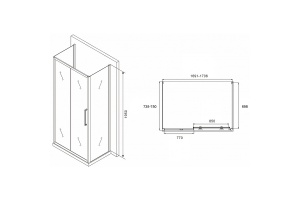 Душевой уголок Abber Schwarzer Diamant 170х75 черный стекло прозрачное - 2
