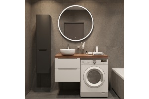 Тумба с раковиной STWORKI Берген 60 белая с темной столешницей 122, Moon 1, R - 2