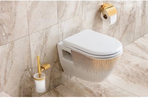 Чаша для унитаза подвесного Creavit TP325 с биде, золото, круги - 2