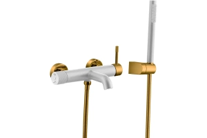 Смеситель для ванны Boheme Uno белый, золото (463-WG)