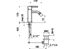 Смеситель для биде Webert Azeta хром (AZ840102015) - 2