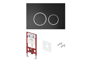 TECE spring комплект 4 в 1 Застенный модуль,панель смыва с круглыми кнопками, черный матовый