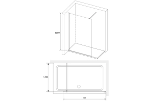 Душевая перегородка RGW Walk In WA-010B 70х195 профиль черный стекло матовое - 3
