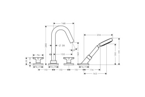 Смеситель для ванны Axor Citterio (34446000) - 2