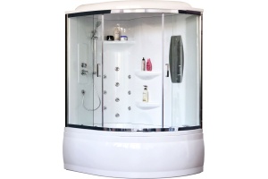 Душевая кабина Royal Bath 140х95 левая белая стекло прозрачное с гидромассажем