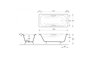 Ванна чугунная Delice Malibu 150х75 с антискользящим покрытием - 2