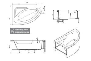 Фронтальная панель для ванны Roca Welna ZRU9303001 160 R - 2