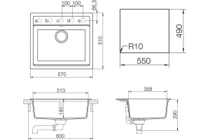 Мойка кухонная Schock Vero 60 (N-100) магнолия - 2