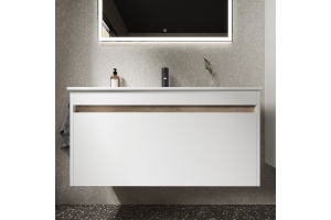 Тумба под раковину подвесная Sancos Smart 100 белая глянцевая - 2