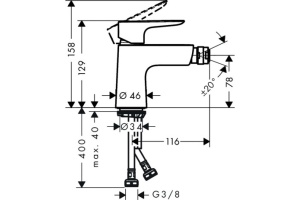 Смеситель для биде Hansgrohe Talis E однорычажный, со сливным клапаном push-open, хром 71721000 - 2