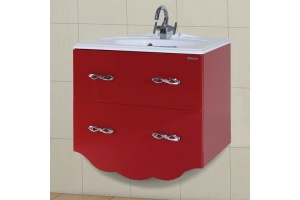 Тумба с раковиной Bellezza Версаль 80 красная