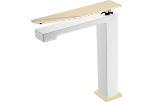 Смеситель для раковины Boheme Q белый с золотом