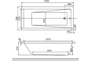 Акриловая ванна Whitecross Wave 120х70 белая - 3