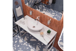 Мебель для ванной DIWO Элиста 120 белый мрамор, с раковиной Moduo 55 Leaf - 3