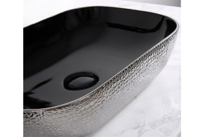 Раковина накладная CeramaLux NC 50 см черный/серебро (D1302H020) - 2