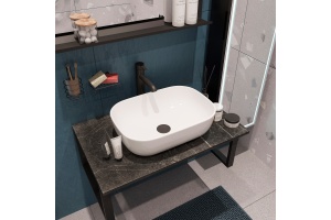 Мебель для ванной DIWO Элиста 80 чёрный мрамор, с раковиной Moduo 50 Square - 3