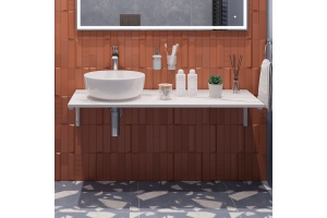 Столешница с раковиной DIWO Элиста 120 белый мрамор, с раковиной Moduo 40 RING