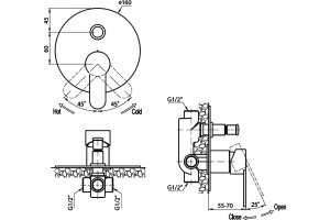 Смеситель для душа встраиваемый Cezares LACONICO хром - 2