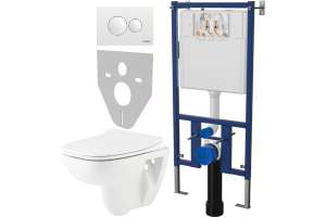 Комплект Унитаз подвесной Seramiksan Petite A101002H с микролифтом + Система инсталляции для унитазов DIWO 4501 + Кнопка смыва DIWO 7310 белая