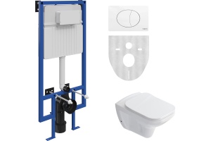 Комплект Унитаз подвесной STWORKI Дублин SETK3504-0605 с микролифтом + Система инсталляции для унитазов STWORKI 510162 с кнопкой смыва 230824 белой